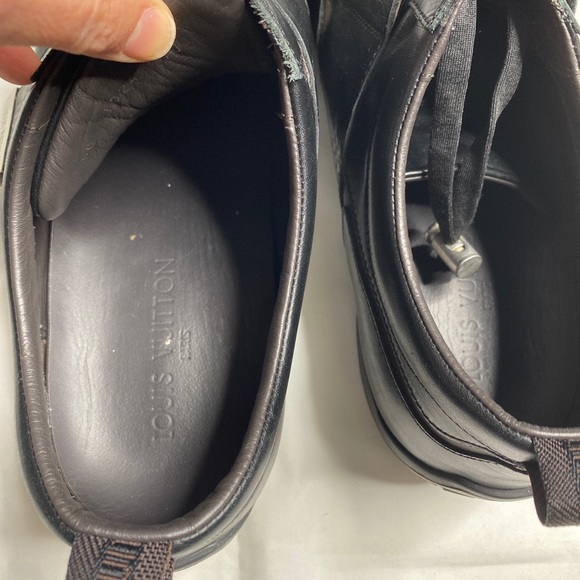 Louis Vuitton Men's Sneakers Leather Black Brown 10 - Picture 5 of 7
